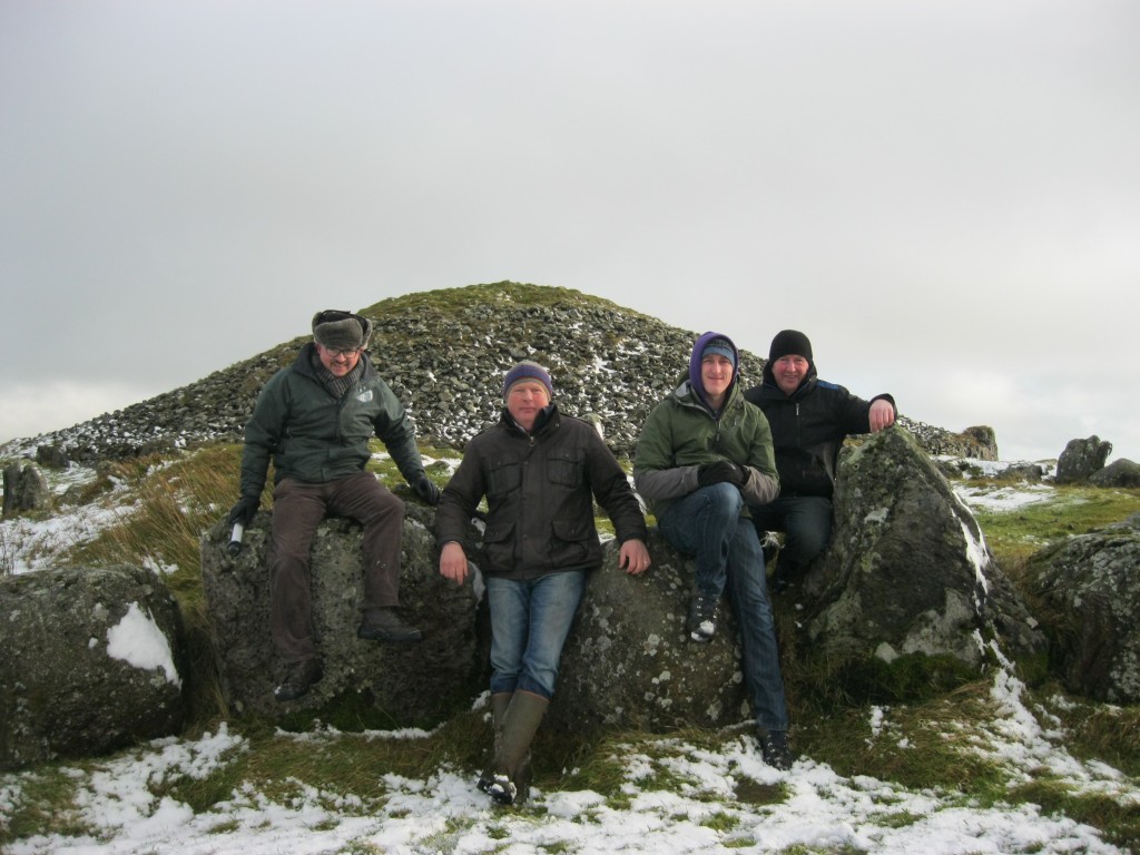 Equinox Festival Crew at Loughcrew - Bartle D'Arcy Directing Tourism, Garry O'Neill President Oldcastle Chamber of Commerce, George Allen General Manager Loughcrew Gardens and Gerry Reilly Oldcastle Tourism Group at Cairn T